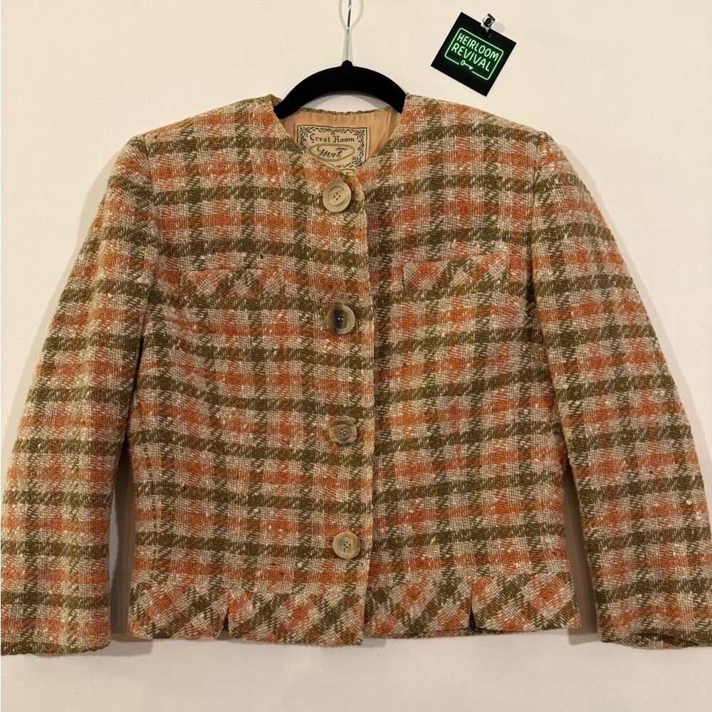 Vintage 1950s Davidow Wool Tweed Suit Set Plaid Union Made